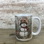 Rustic Snowman Merry Christmas Ceramic Coffee Mug