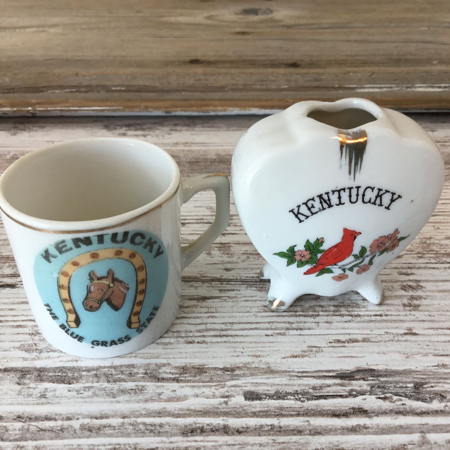 Kentucky Souvenirs - Toothpick Holder and Handled Shot Glass Blue Grass State