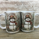 Rustic Snowman Merry Christmas Ceramic Coffee Mug