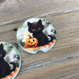 Black Cat Halloween Car Coasters
