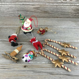 Lot of 10 Mini Christmas Ornaments Santa Snowmen Deer Candy Canes Candle