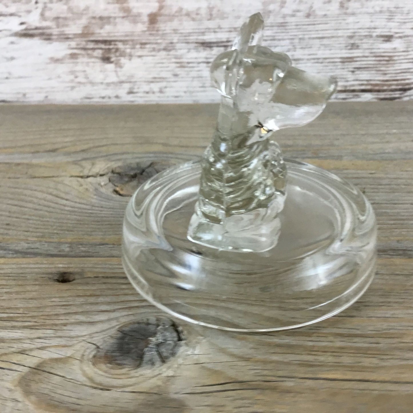 Vintage Jeannette Glass Clear Scotty Scottie Dog Powder Jar LID ONLY