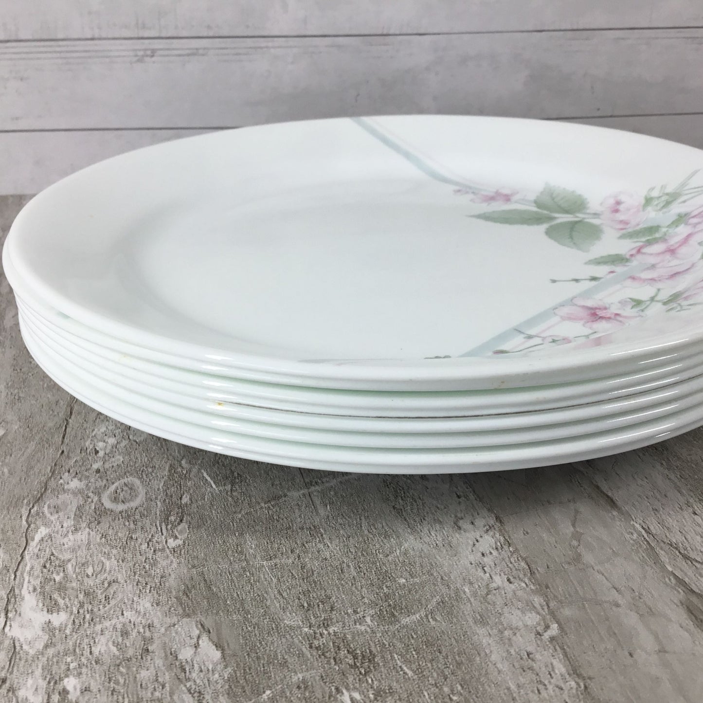Set Of 4 Corelle Veranda 10 1/4" Dinner Plates With Pink Floral Design