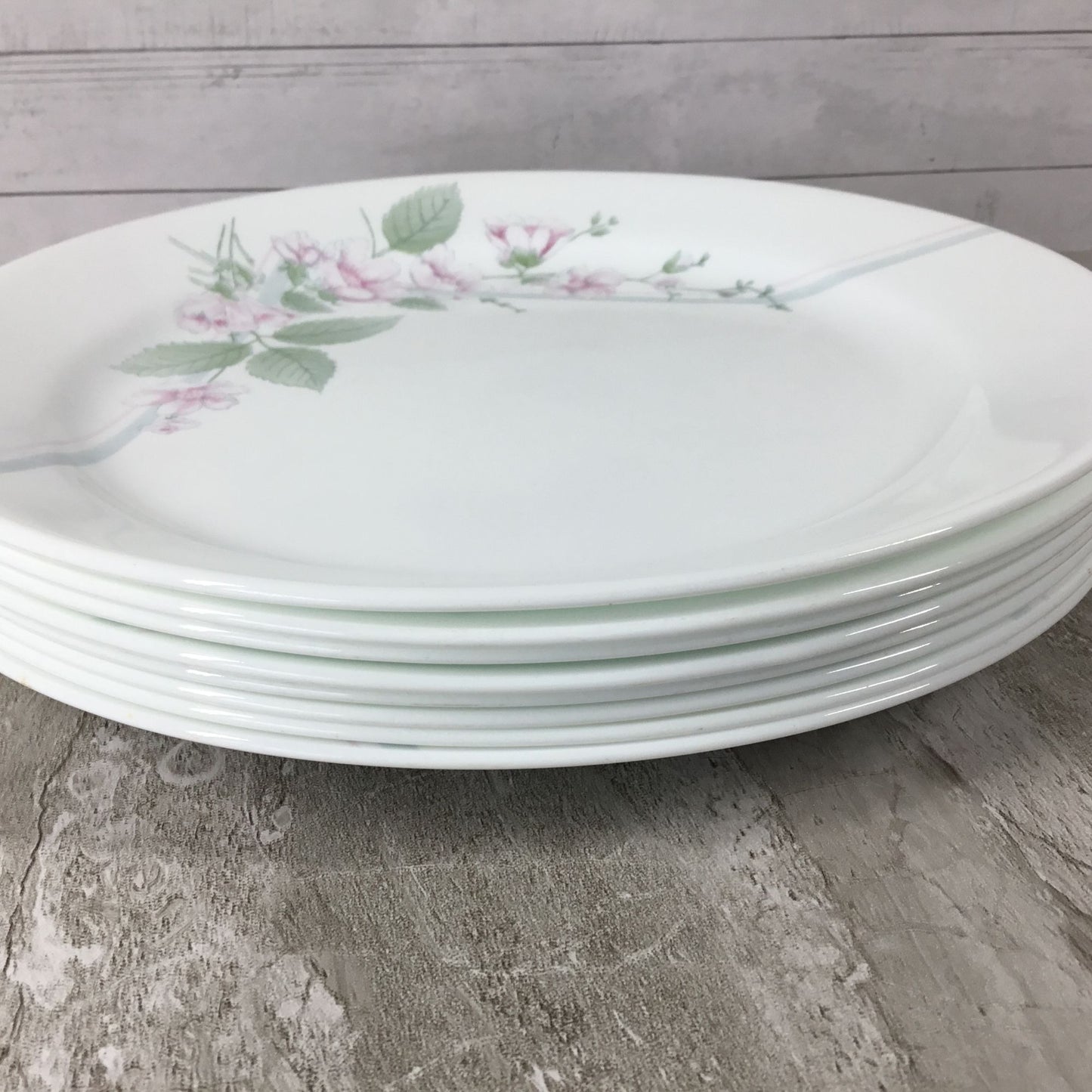 Set Of 4 Corelle Veranda 10 1/4" Dinner Plates With Pink Floral Design