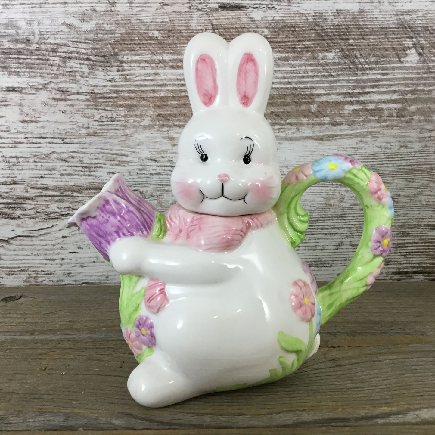 Vintage Easter Bunny Teapot – Pastel Spring Floral