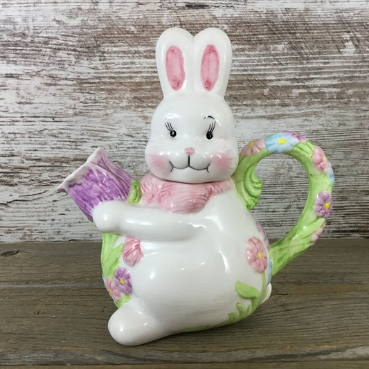 Vintage Easter Bunny Teapot – Pastel Spring Floral