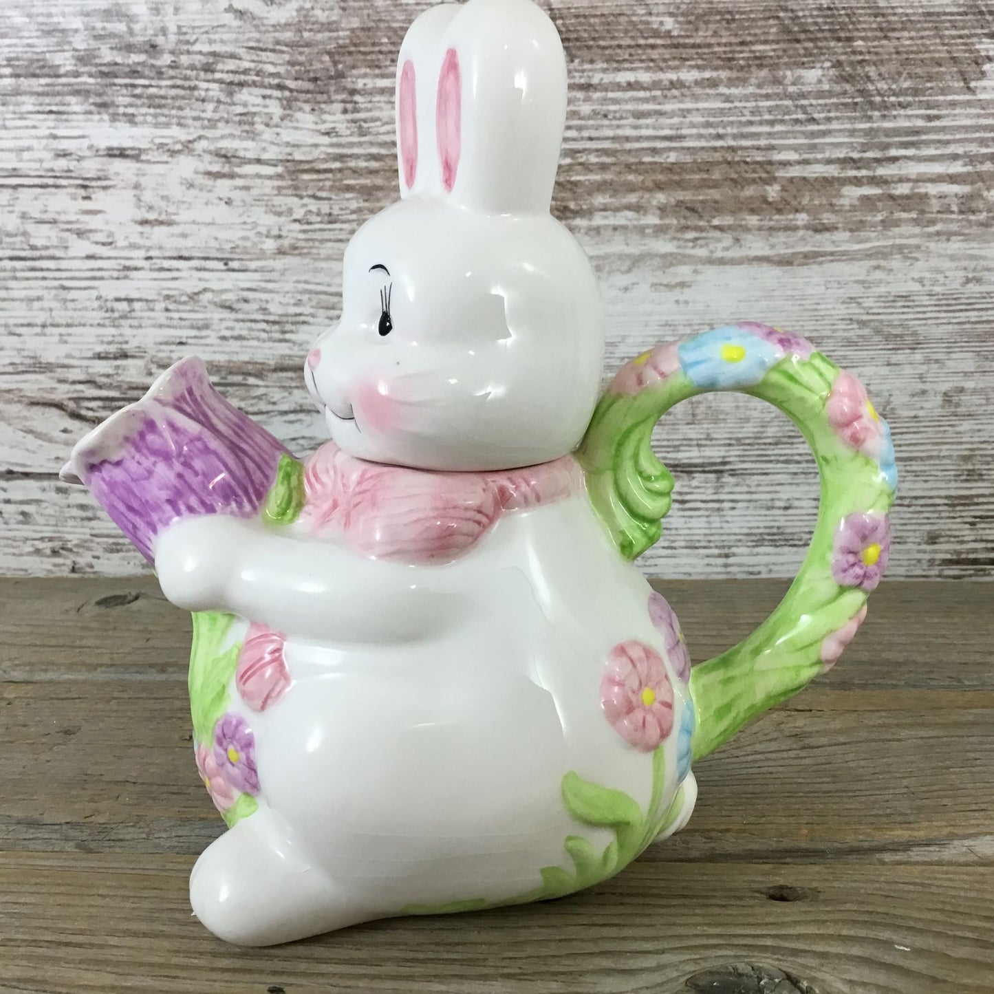 Vintage Easter Bunny Teapot – Pastel Spring Floral
