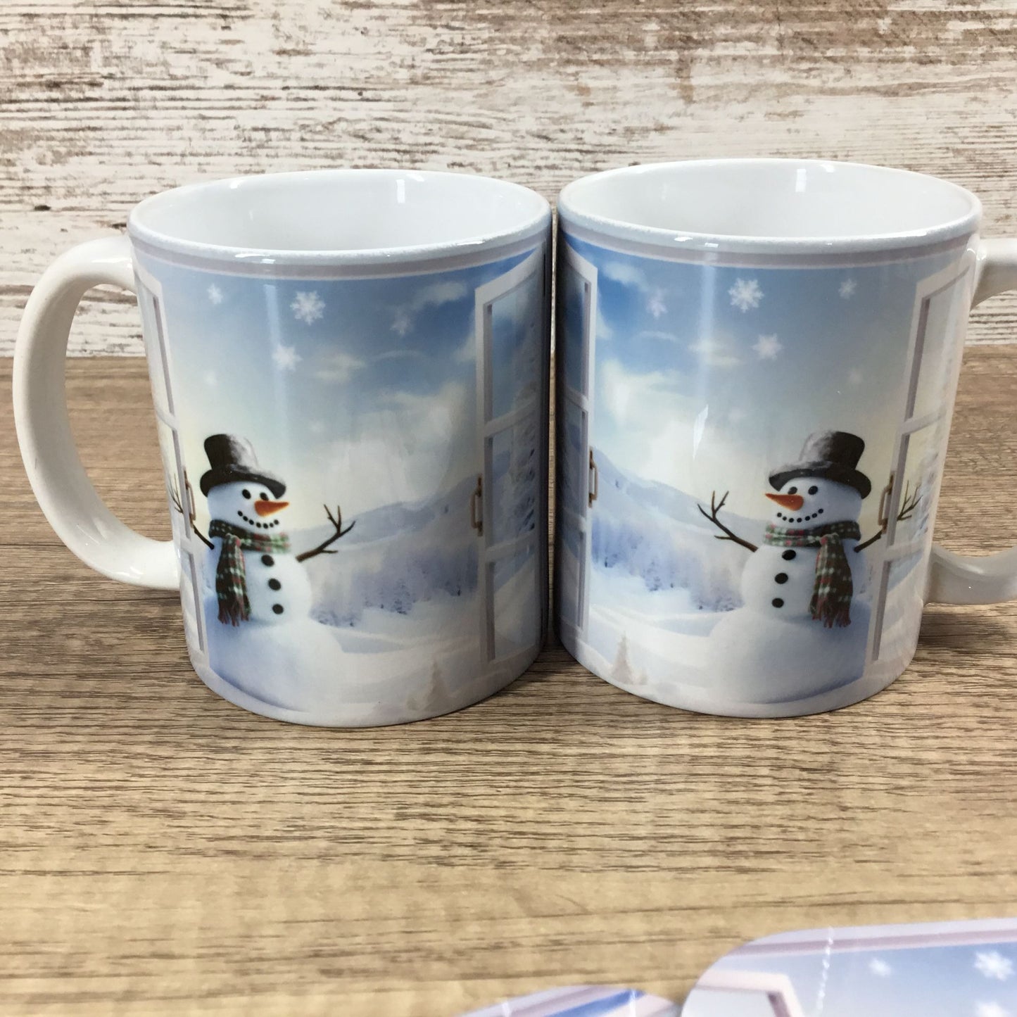 Snowman Winter Scene Coffee Mug & Matching Coasters Set 2 Ceramic 11 Oz Cups