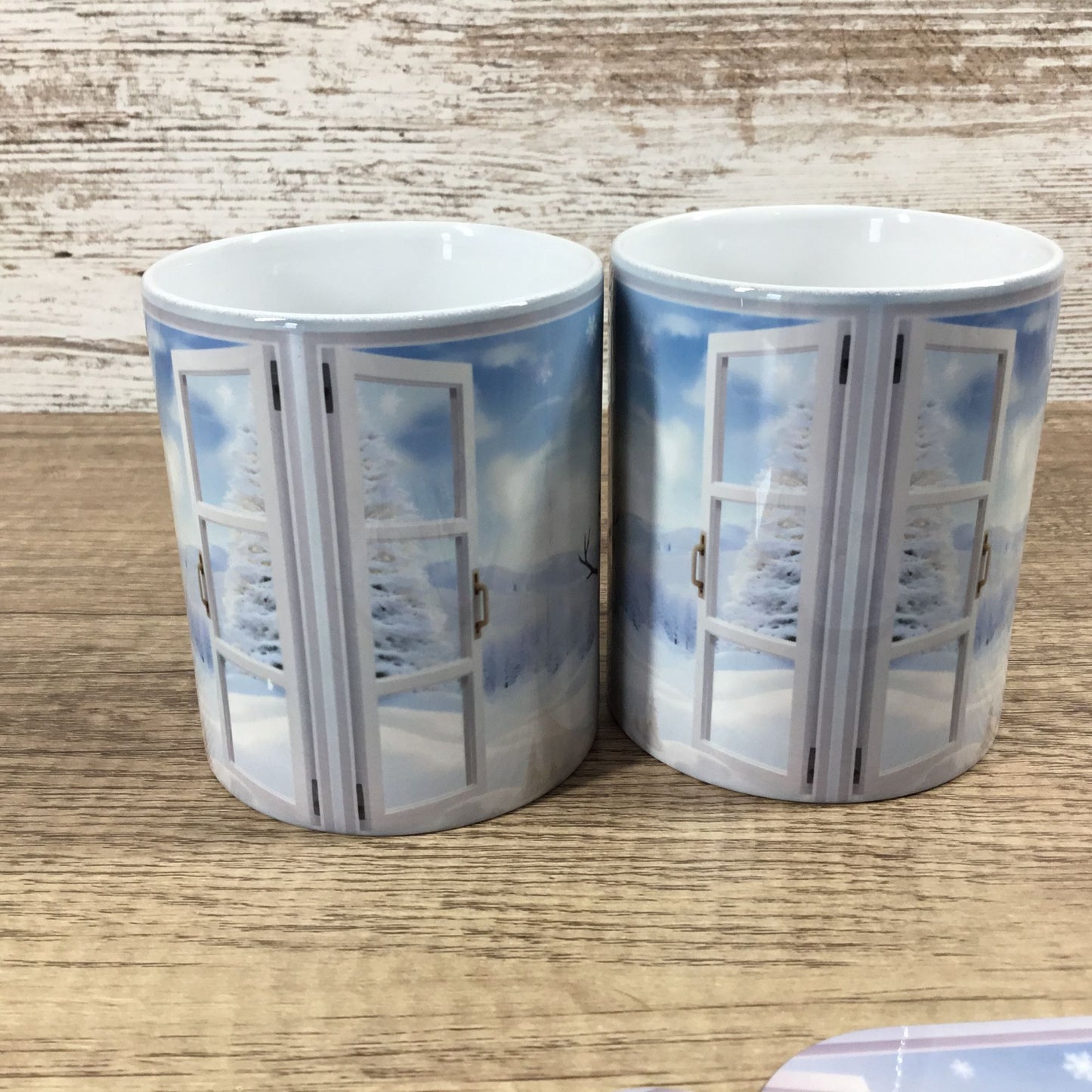 Snowman Winter Scene Coffee Mug & Matching Coasters Set 2 Ceramic 11 Oz Cups