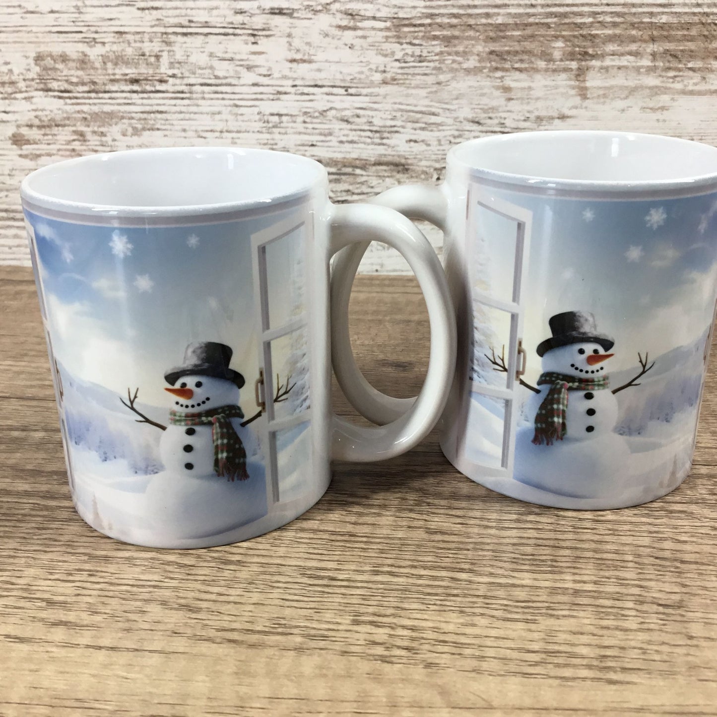 Snowman Winter Scene Coffee Mug & Matching Coasters Set 2 Ceramic 11 Oz Cups