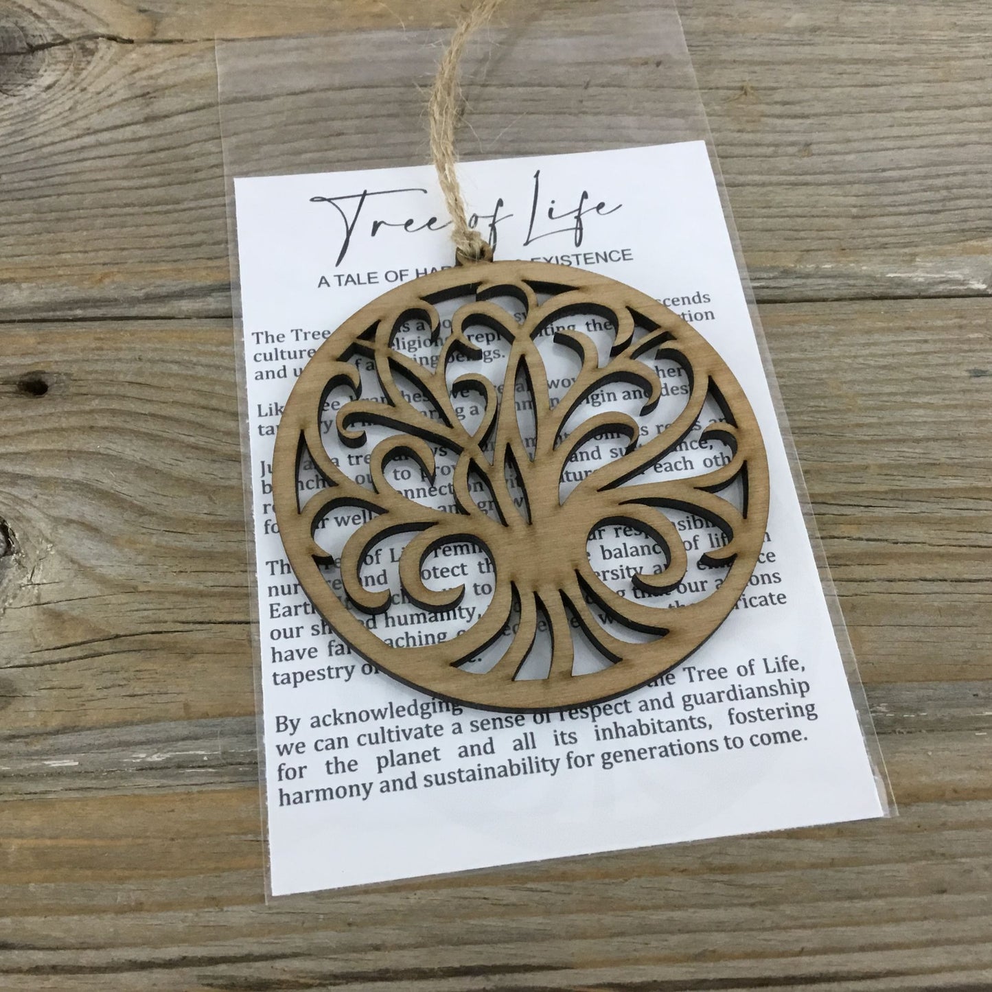 Tree of Life Wood Story Card Ornament