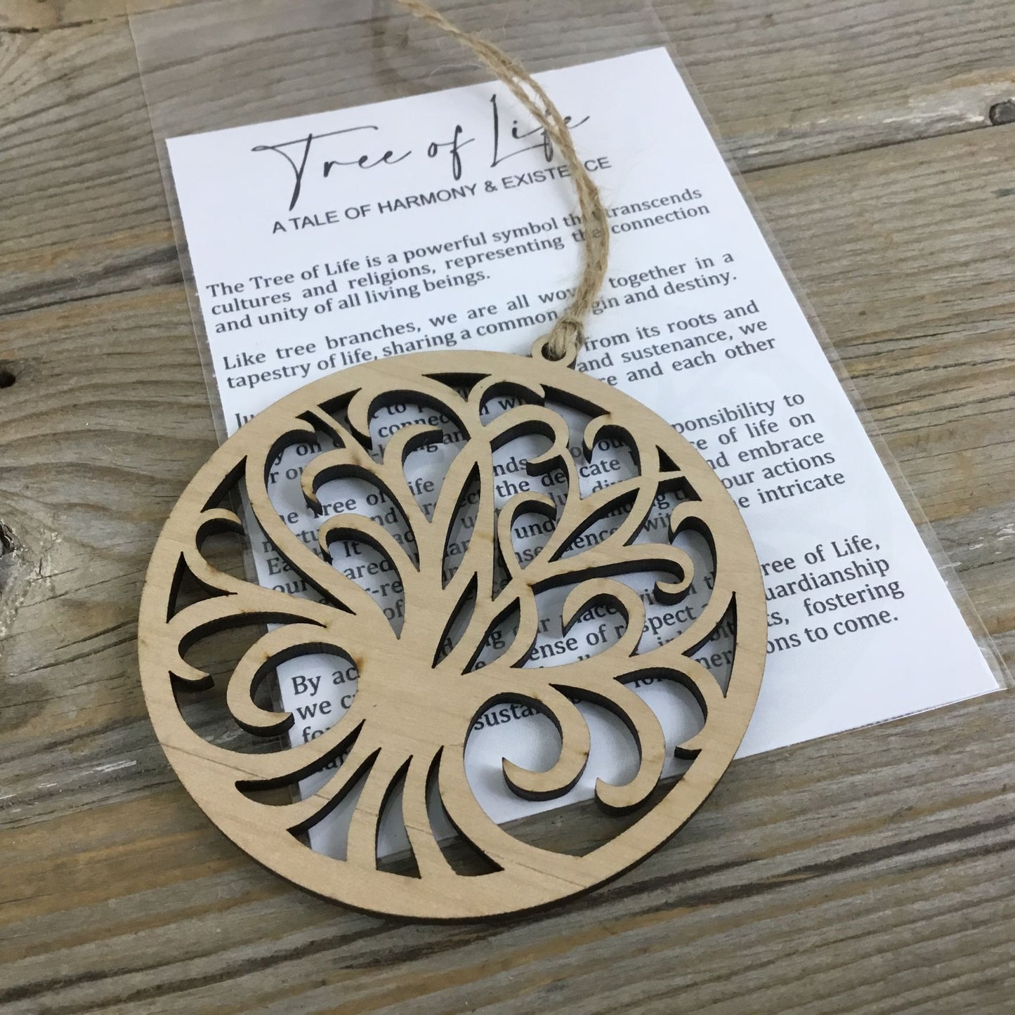 Tree of Life Wood Story Card Ornament