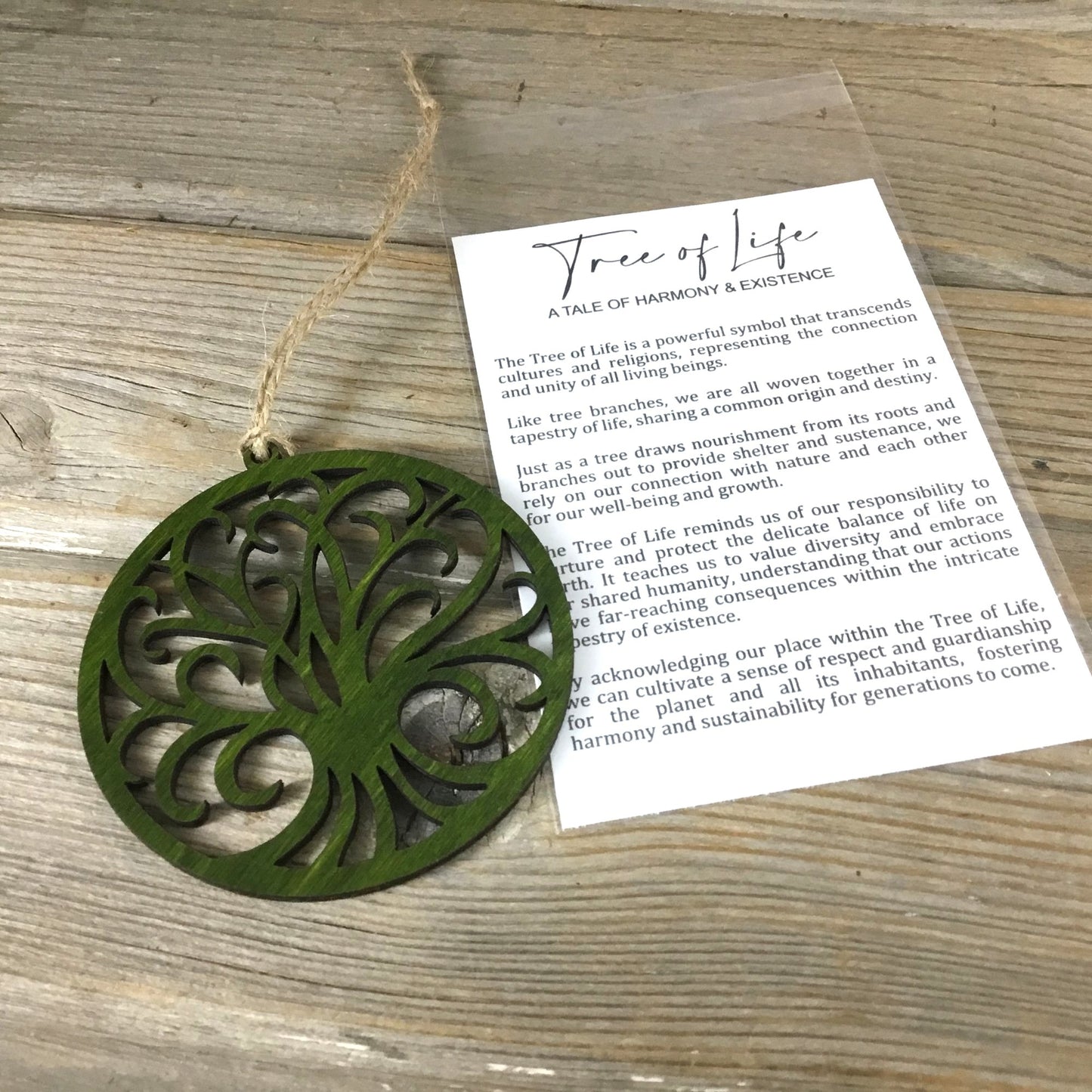 Tree of Life Wood Story Card Ornament