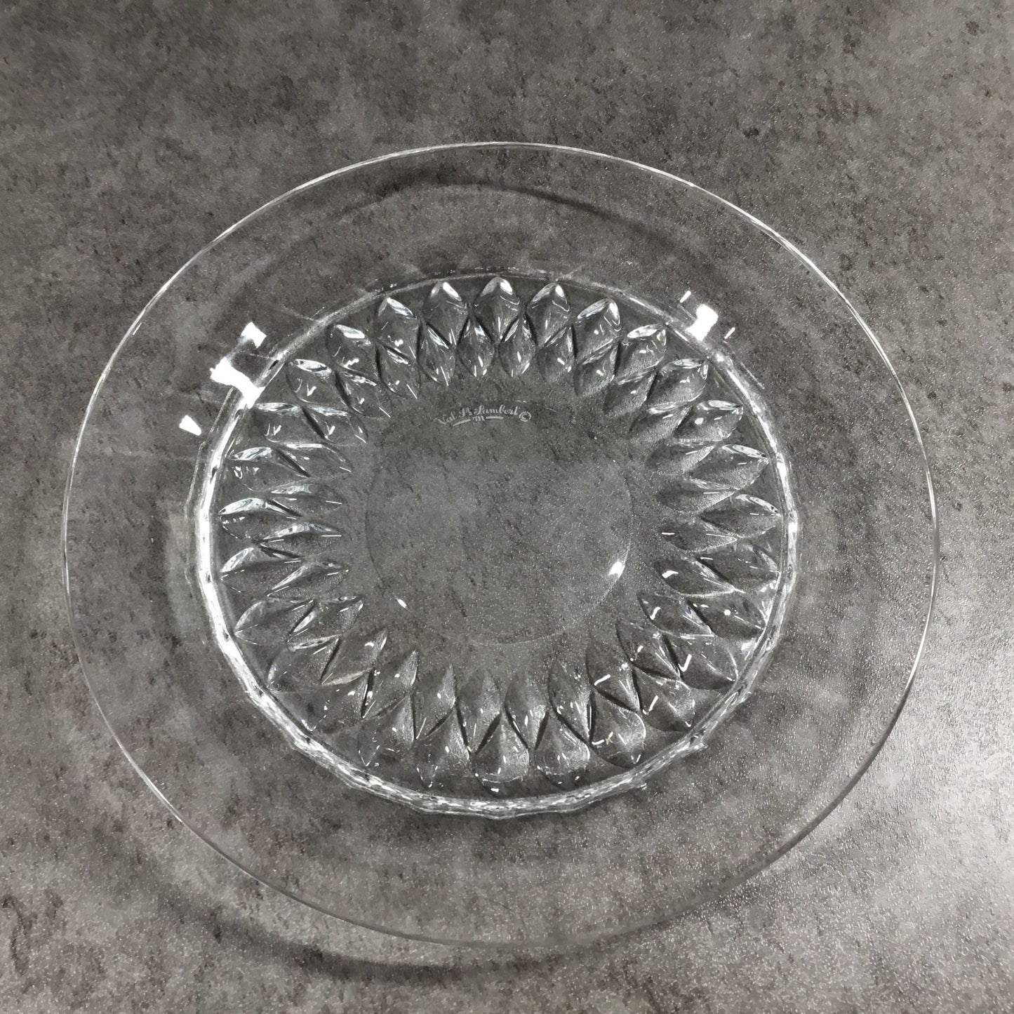 Val St. Lambert Imperial Crystal Bread Salad Plate With Diamond Pattern 7.5"