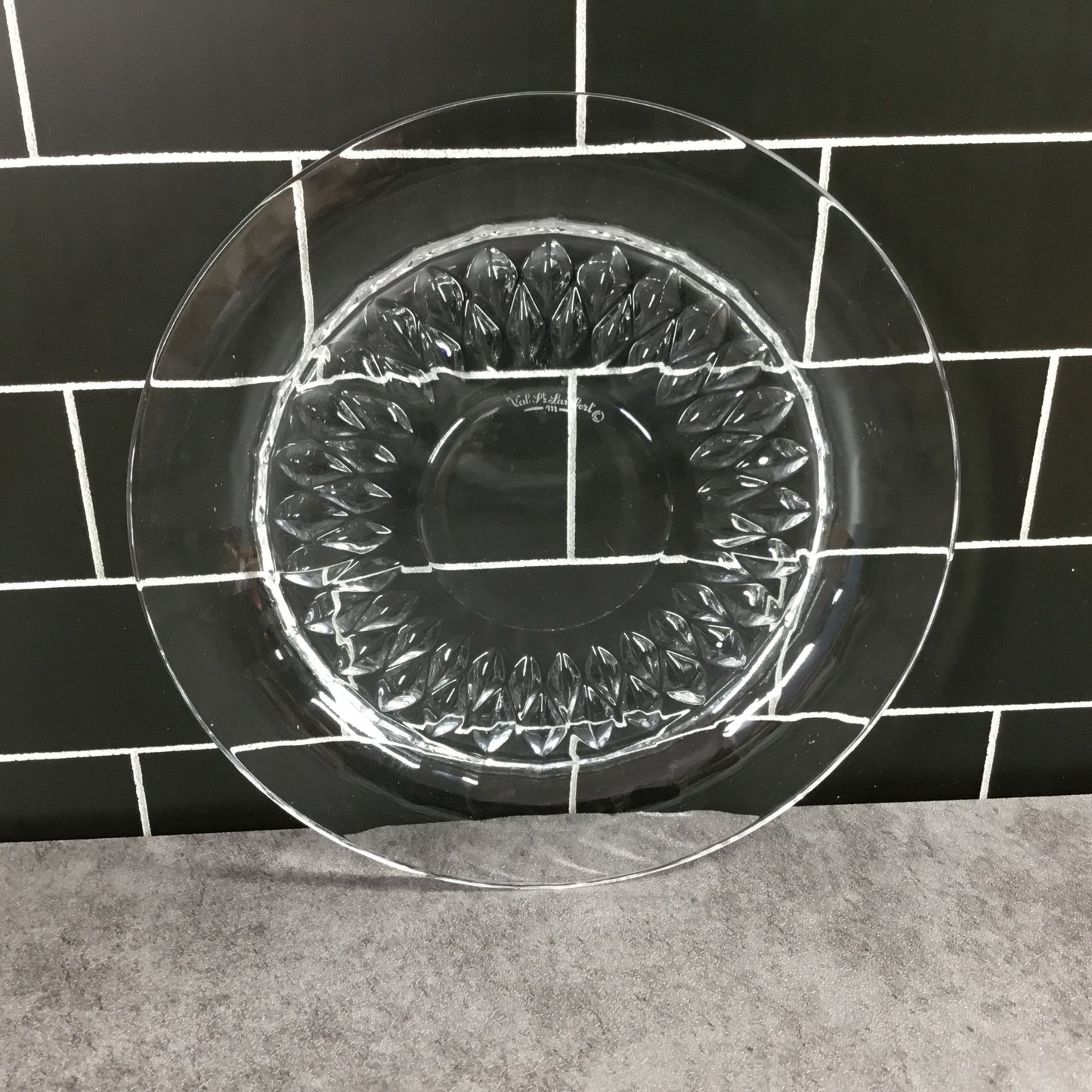 Val St. Lambert Imperial Crystal Bread Salad Plate With Diamond Pattern 7.5"