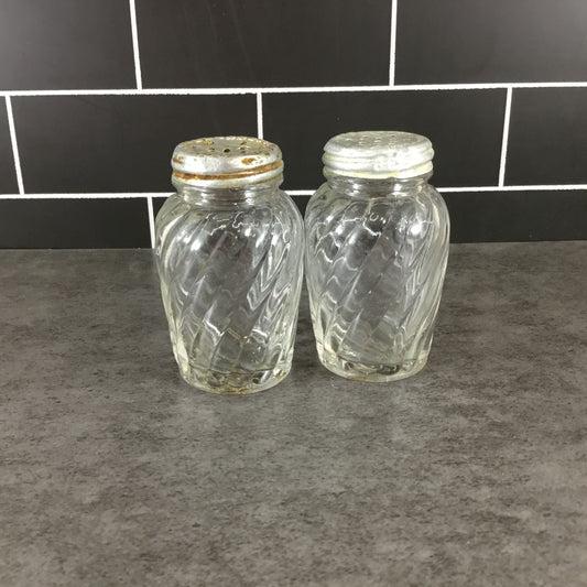 Vintage Anchor Hocking Swirl Salt & Pepper Shakers