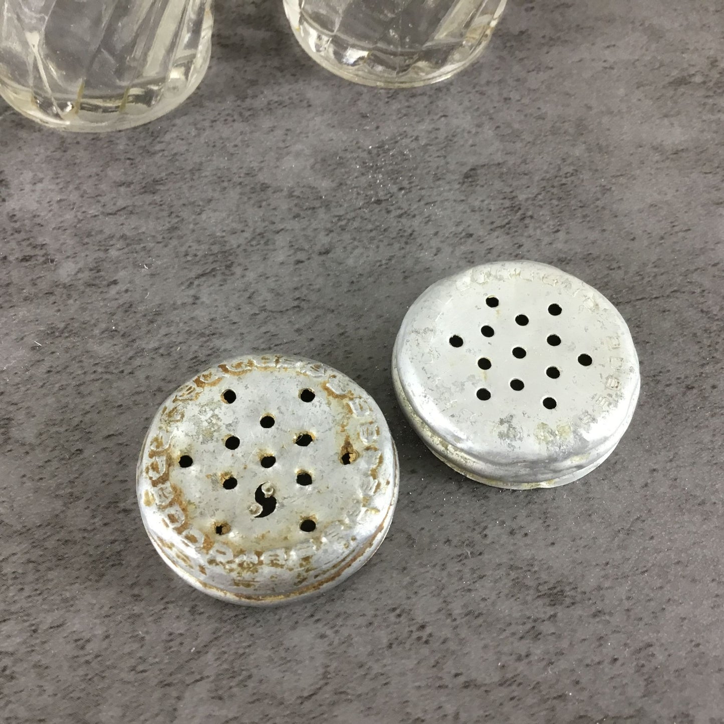 Vintage Anchor Hocking Swirl Salt & Pepper Shakers, Clear Glass 1950s