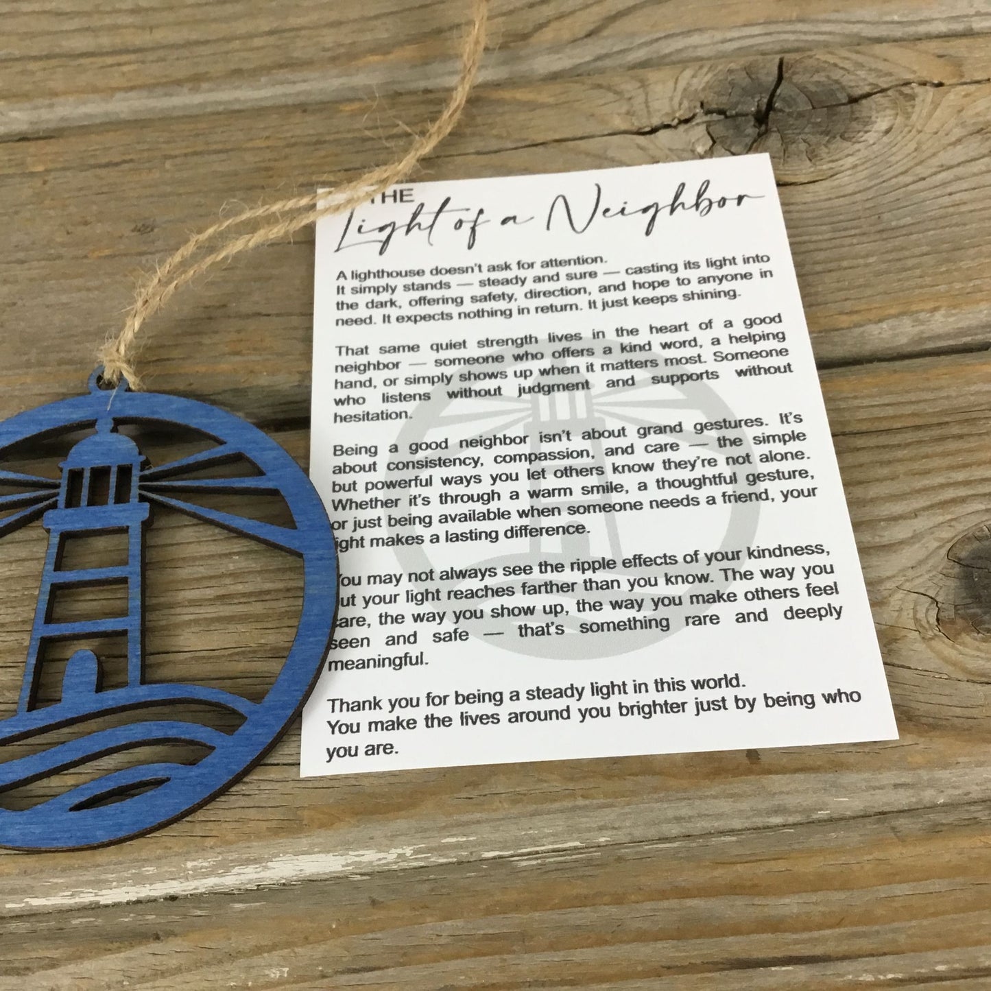 The Light of a Neighbor - Lighthouse Story Card Ornament