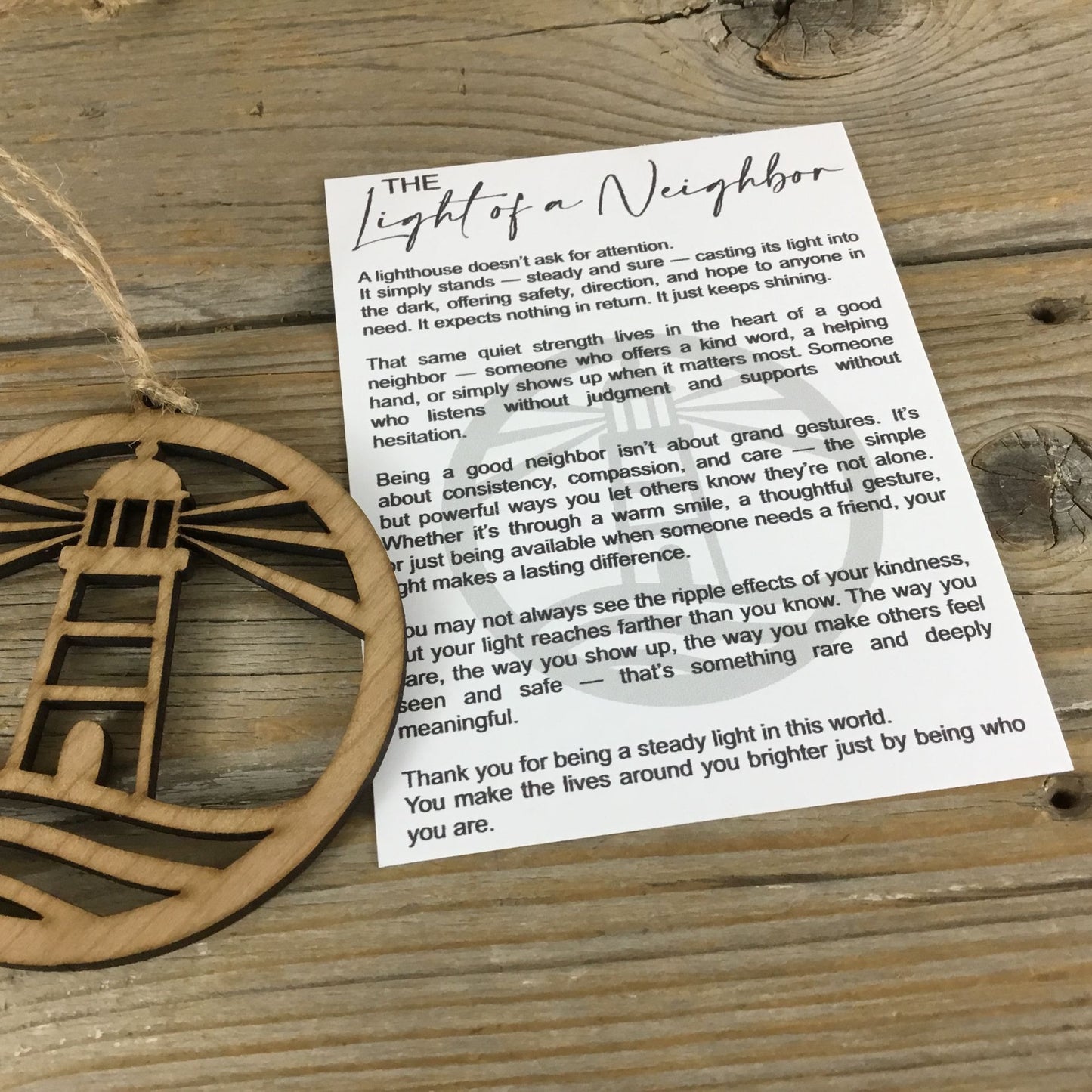 The Light of a Neighbor - Lighthouse Story Card Ornament