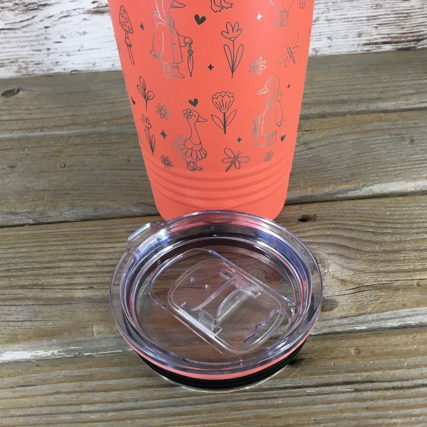 Silly Goose Engraved 20oz Tumbler – Geese with Mushrooms, Flowers & Dragonflies