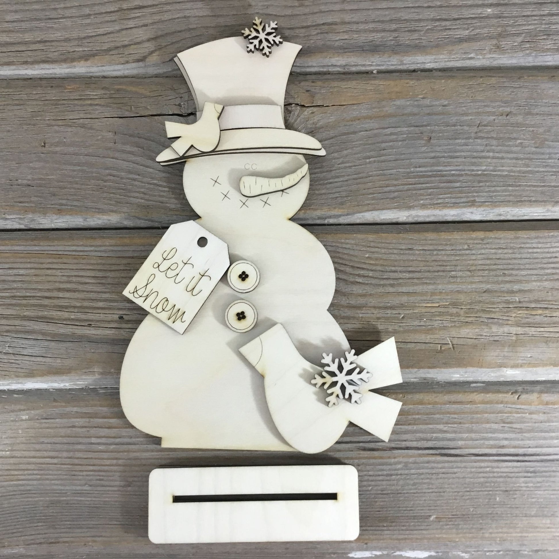 Standing Snowman Shelf Sitter - Unpainted DIY Paint Kit