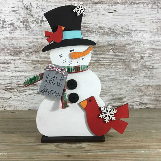 Standing Snowman Shelf Sitter - Unpainted Paint Kit or Finished Snowman