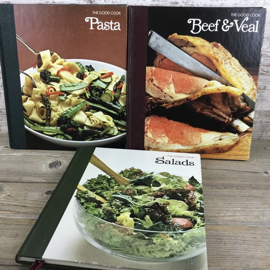 3 The Good Cook Cookbooks Pasta, Salads, Beef & Veal Hardcover Time Life 