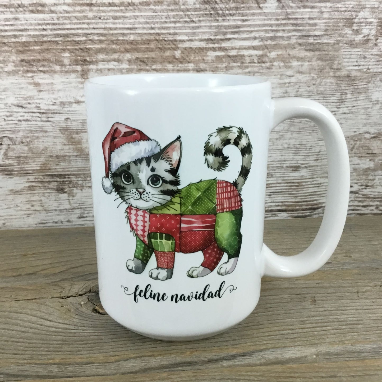 Feline Navidad Cat 15 oz Ceramic Christmas Coffee Mug