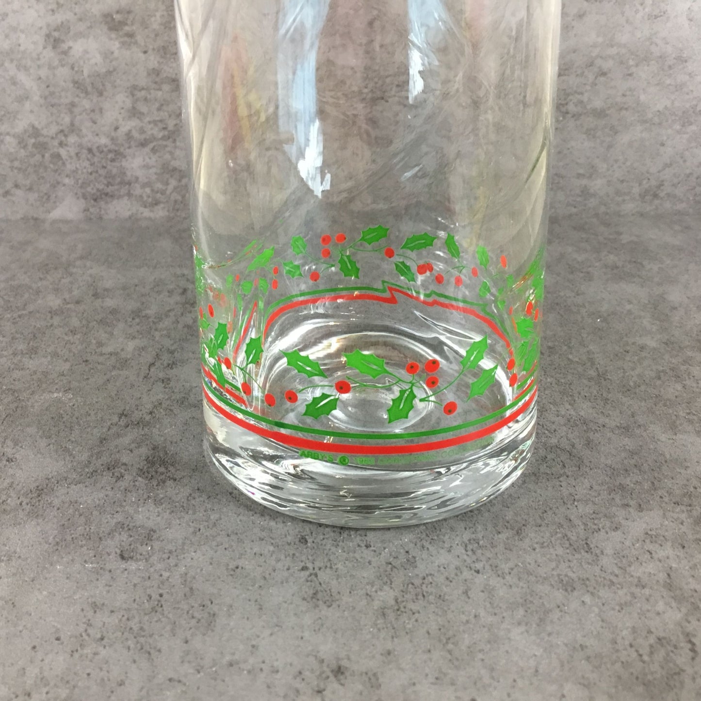 Arbys Christmas Holiday Holly Berry Tumbler Glass 5"
