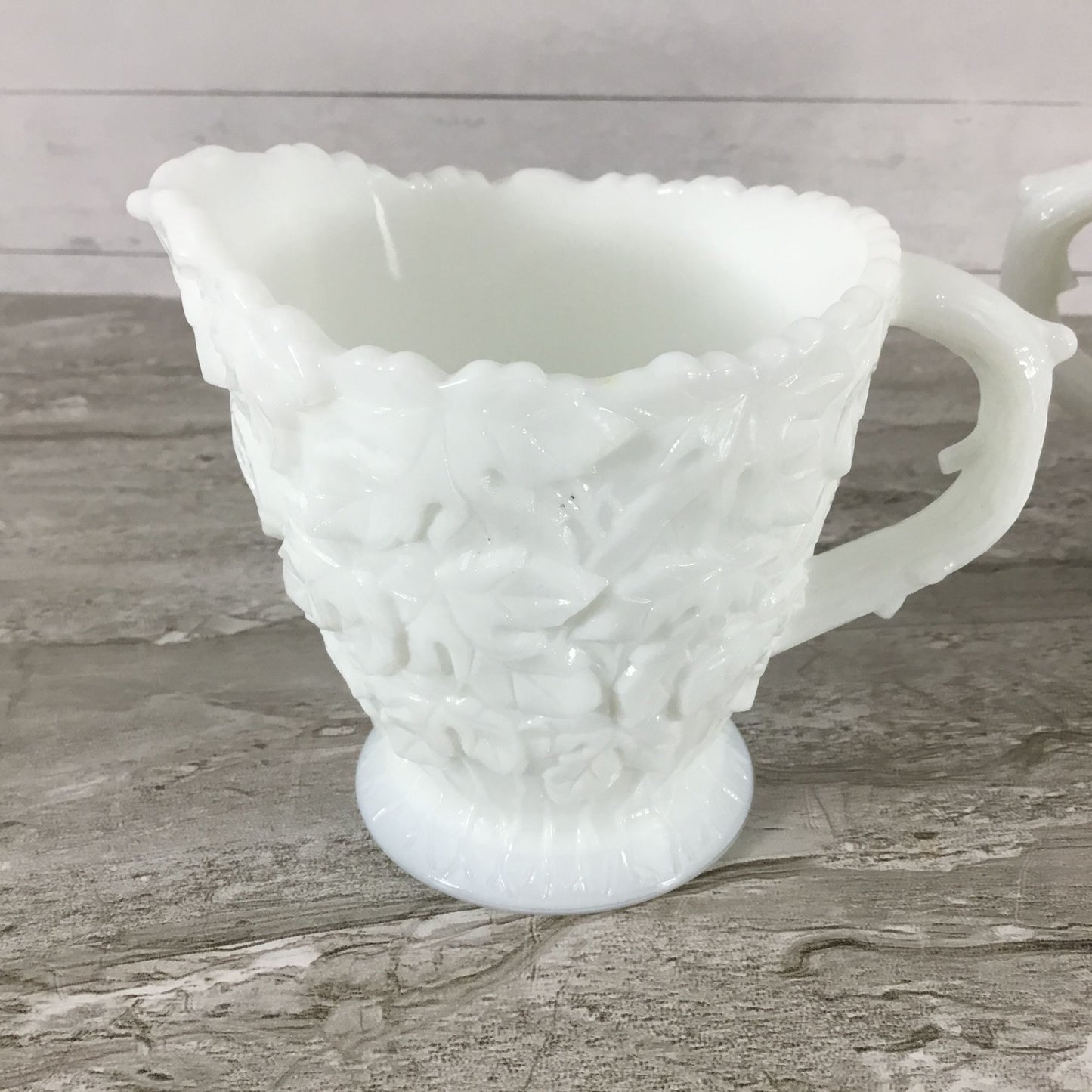 Westmoreland Bramble Maple Leaf Milk Glass Cream & Sugar Set