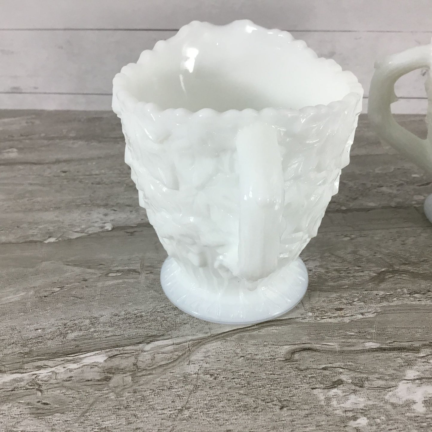 Westmoreland Bramble Maple Leaf Milk Glass Cream & Sugar Set