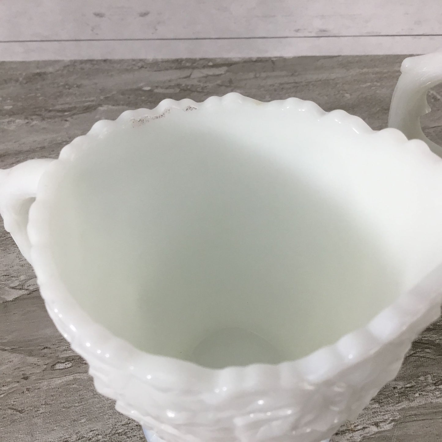 Westmoreland Bramble Maple Leaf Milk Glass Cream & Sugar Set