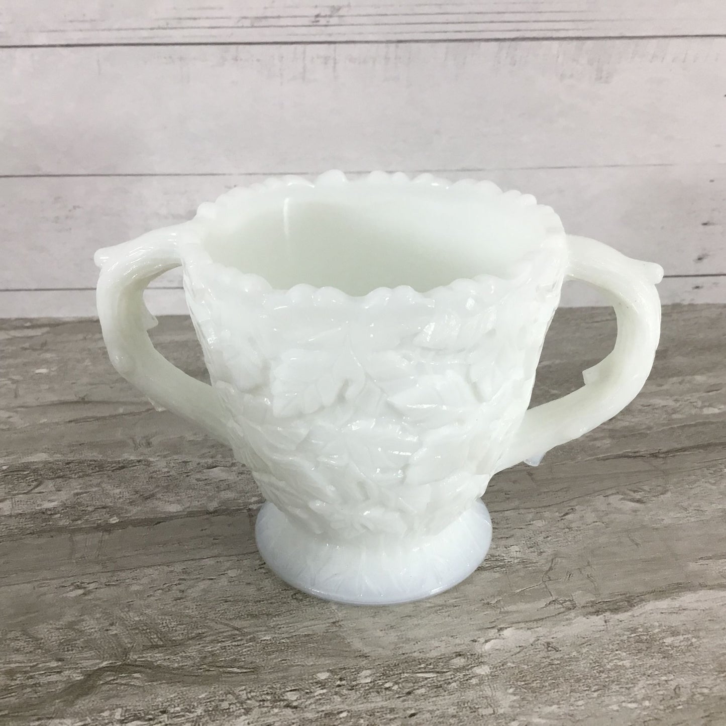 Westmoreland Bramble Maple Leaf Milk Glass Cream & Sugar Set