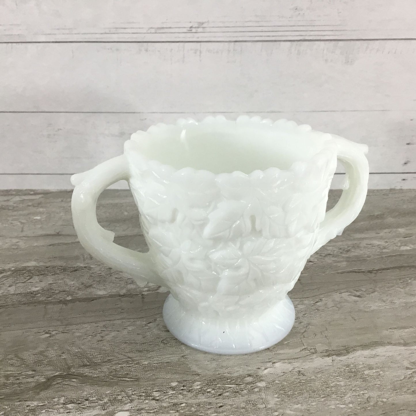 Westmoreland Bramble Maple Leaf Milk Glass Cream & Sugar Set