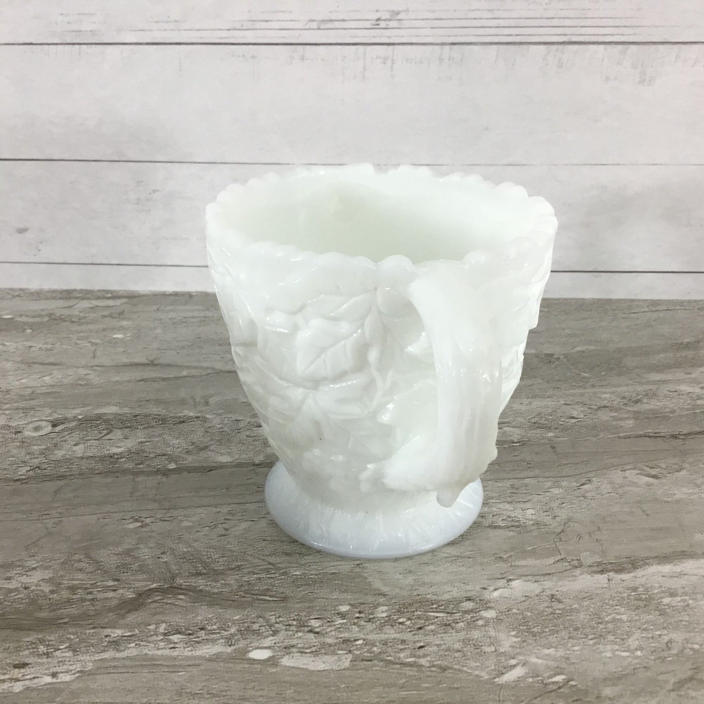 Westmoreland Bramble Maple Leaf Milk Glass Cream & Sugar Set