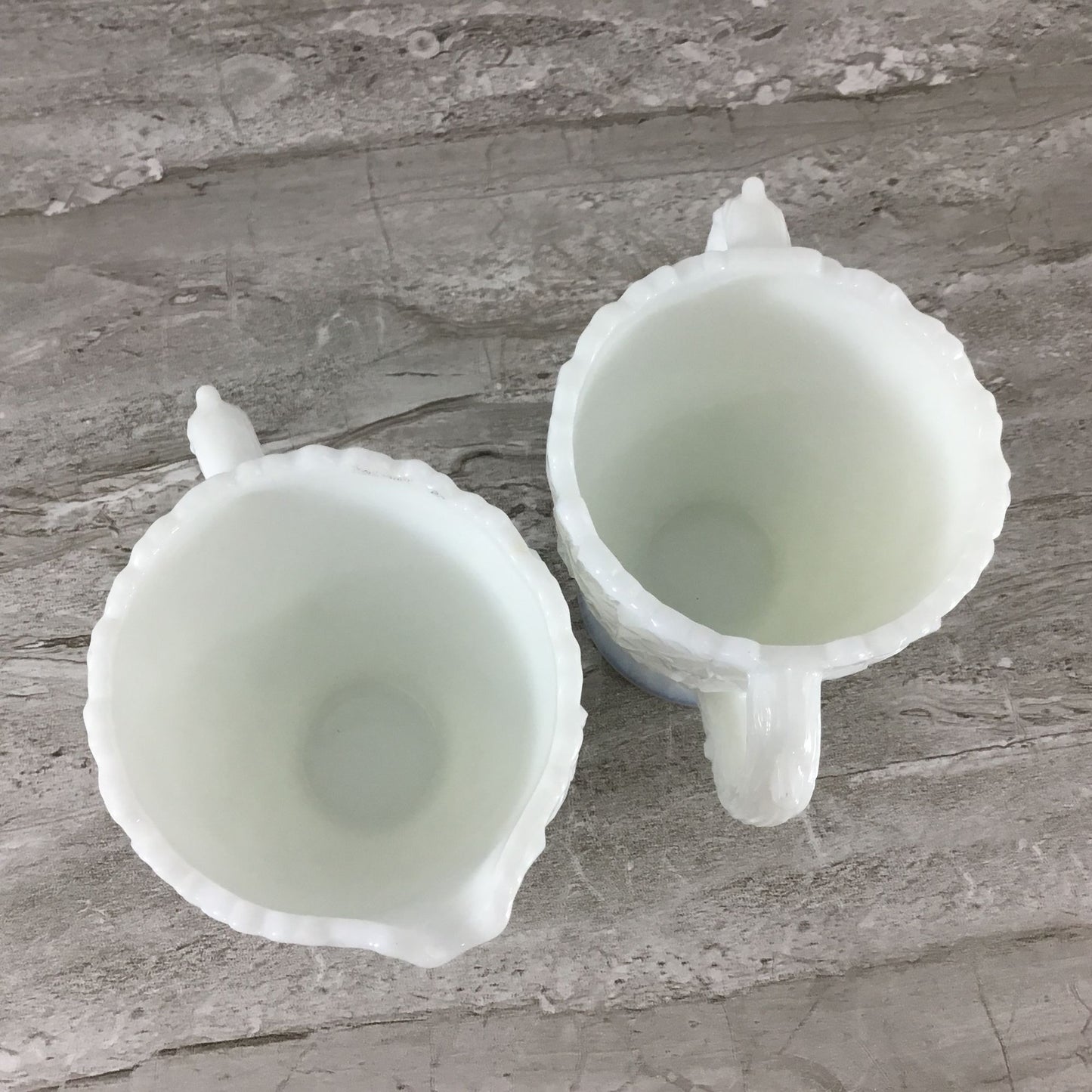 Westmoreland Bramble Maple Leaf Milk Glass Cream & Sugar Set