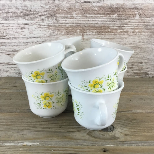 Set of 4 Corelle April Yellow Flowers Cups & Saucer Sets