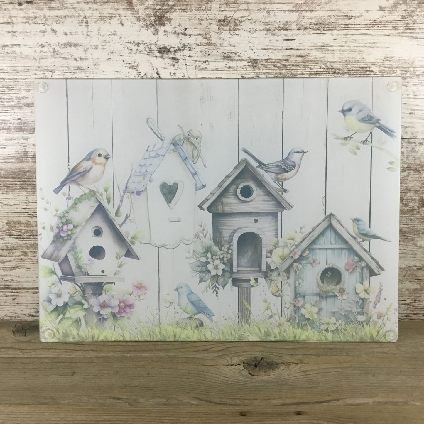 Rustic Birdhouse Glass Cutting Board