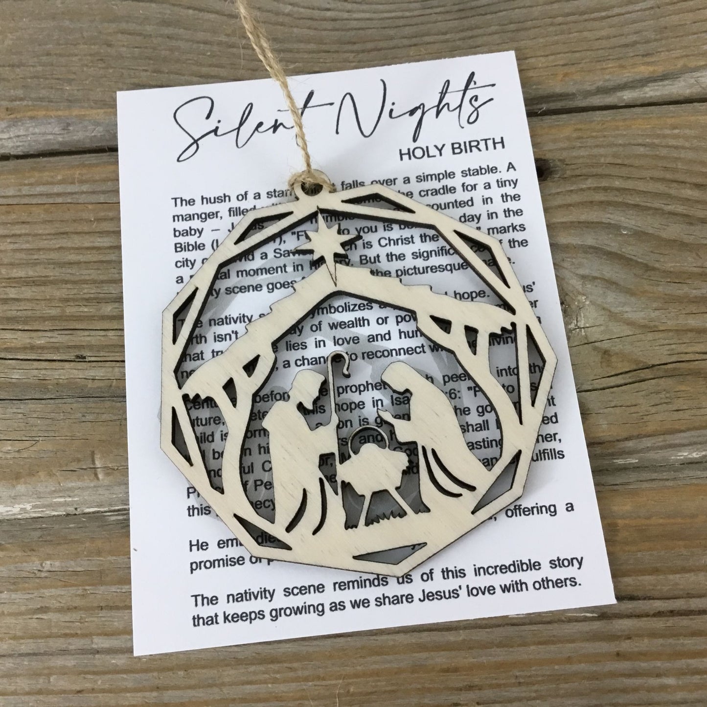 Nativity Story Card Ornament, Silent Night Holy Birth