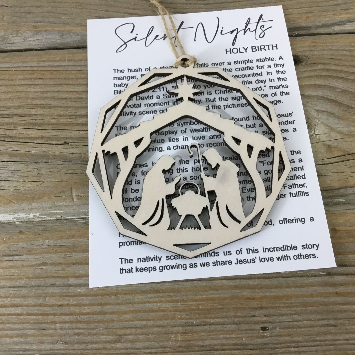 Nativity Story Card Ornament, Silent Night Holy Birth