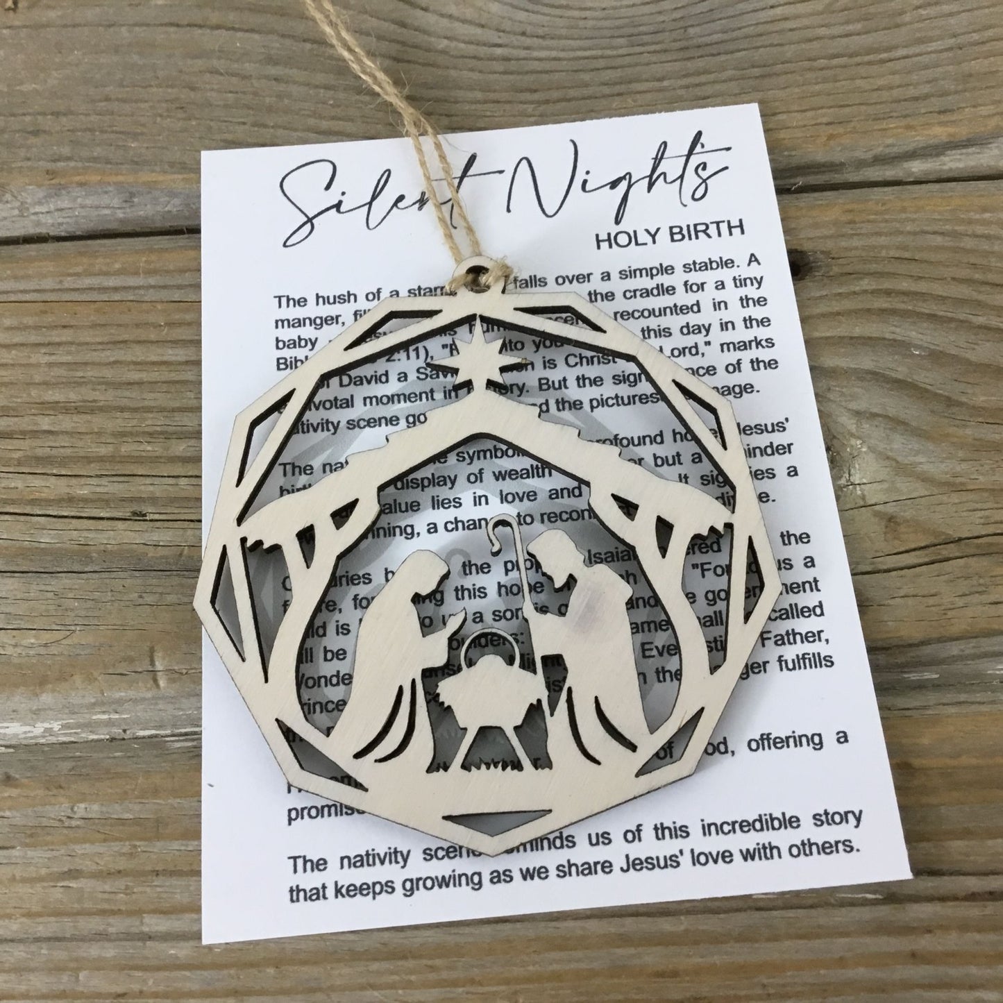 Nativity Story Card Ornament, Silent Night Holy Birth