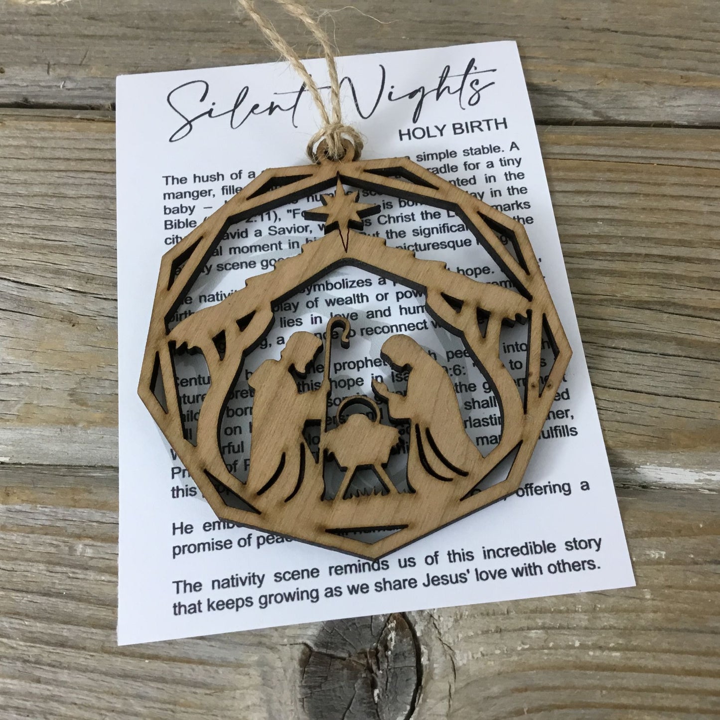 Nativity Story Card Ornament, Silent Night Holy Birth