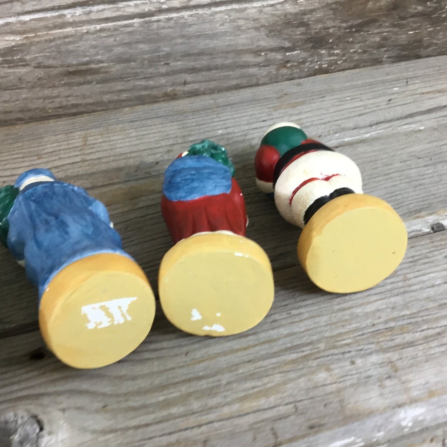 Vintage Wee Crafts Painted Father Christmas Figurines Set of 5 Pre-Cast Gypsum