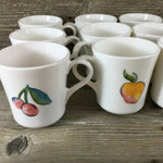 Set of 2 Corning Corelle Fruit Basket Apple Cherry Coffee Cups