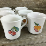 Set of 2 Corning Corelle Fruit Basket Apple Cherry Coffee Cups