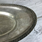 Vintage Intricate Silver Plate Floral Bread Serving Tray | Scalloped Edging | Tarnished, Ready for Polishing