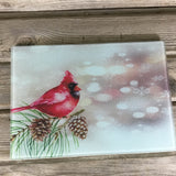 Winter Cardinal Glass Cutting Board