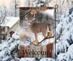 Buck Deer Welcome Winter Garden Flag