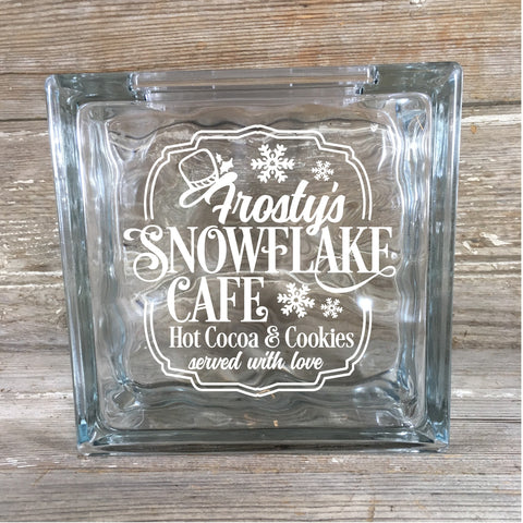 Snowflake Cafe Glass Block Vinyl Decal