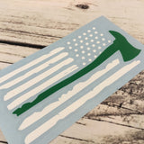 Forest Service Wildland Firefighter Axe Tattered Flag Vinyl Decal